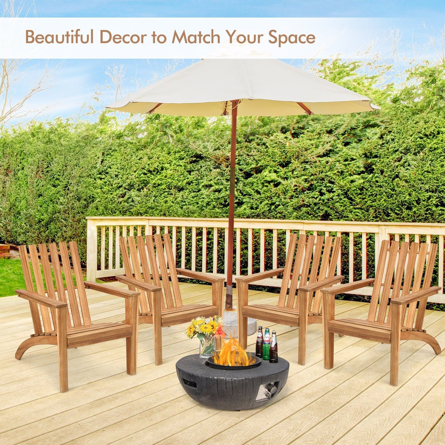 Outdoor Durable Patio Acacia Wood Adirondack Lounge Armchair, Natural Adirondack Chairs   at Gallery Canada