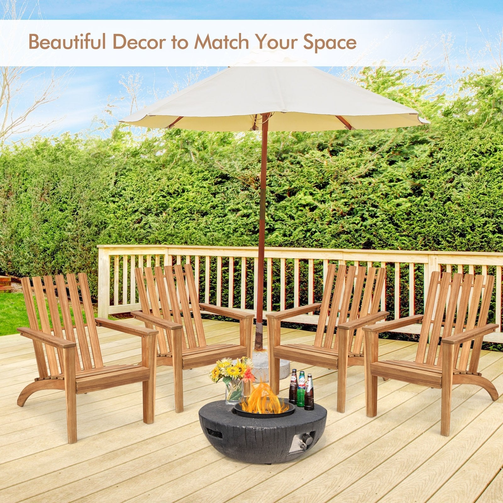 Outdoor Durable Patio Acacia Wood Adirondack Lounge Armchair, Natural Adirondack Chairs   at Gallery Canada