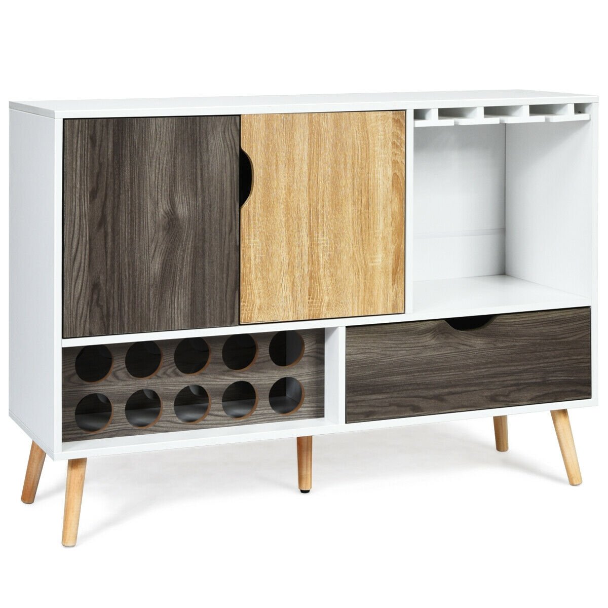 Mid-Century Buffet Sideboard Wooden Storage Cabinet, White Sideboards Cabinets & Buffets   at Gallery Canada