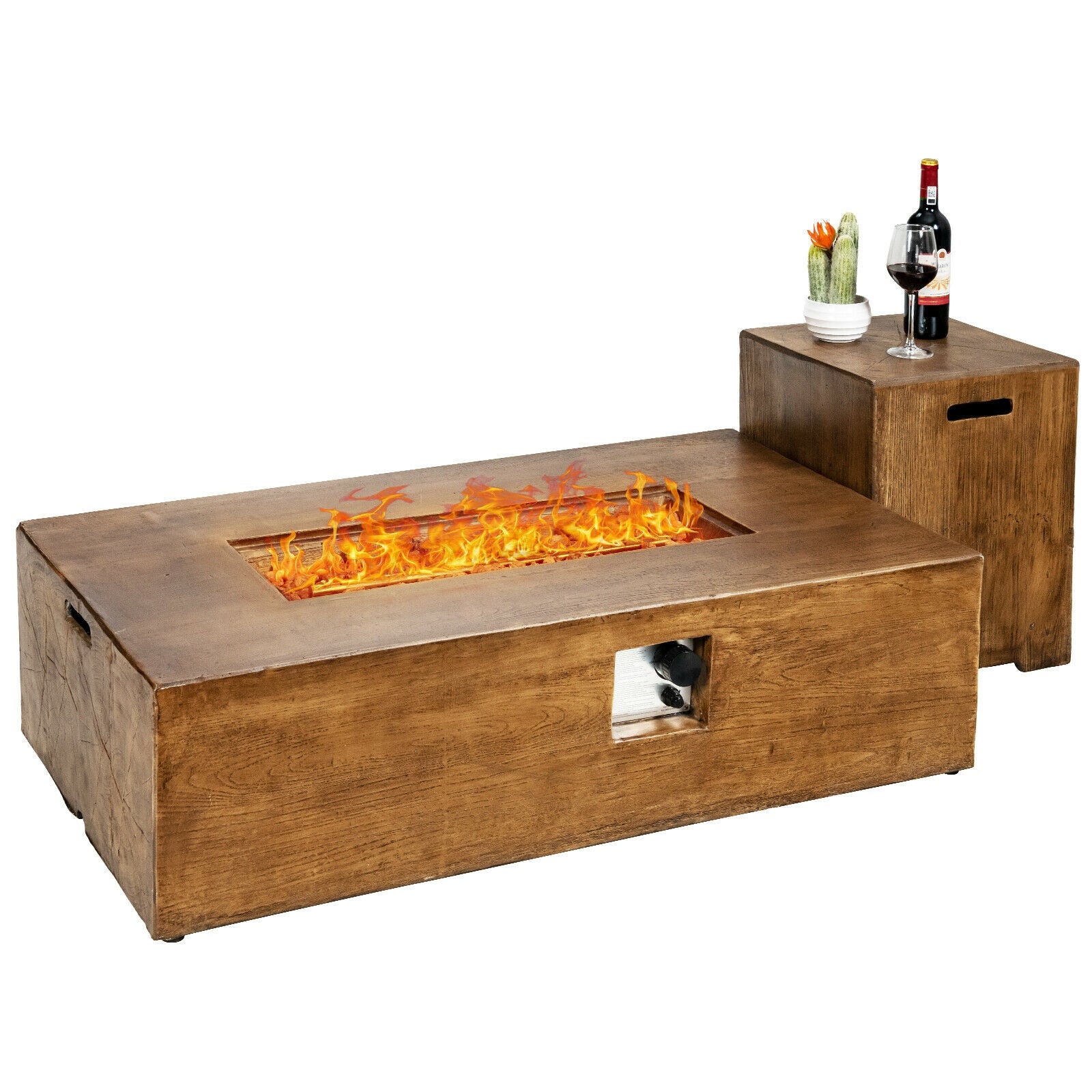 2 Pieces Outdoor Propane Fire Pit Table Set Fire Pits at Gallery Canada