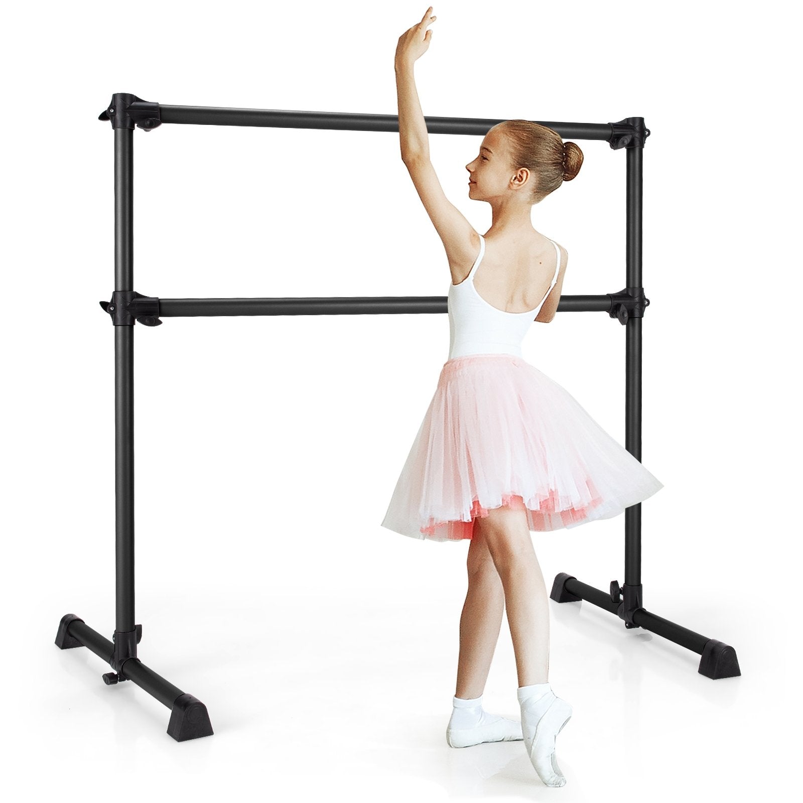 4 Feet Portable Double Freestanding Barre Dancing Stretching, Black Yoga Accessories   at Gallery Canada