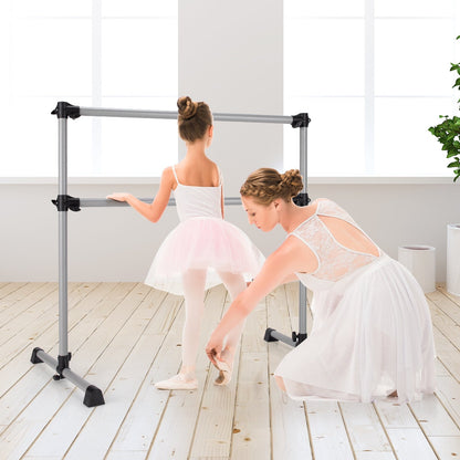 4 Feet Portable Double Freestanding Barre Dancing Stretching, Silver Yoga Accessories   at Gallery Canada