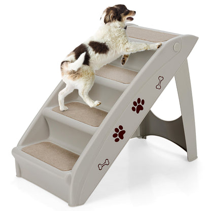 Collapsible Plastic Pet Stairs 4 Step Ladder for Small Dog and Cats, Gray - Gallery Canada