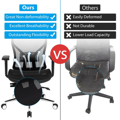 High-Back Mesh Executive Chair with Sliding Seat and Adjustable Lumbar Support, Black Ergonomic Chairs   at Gallery Canada