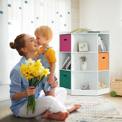 3-Tier Kids Storage Shelf Corner Cabinet with 3 Baskets, White - Gallery Canada