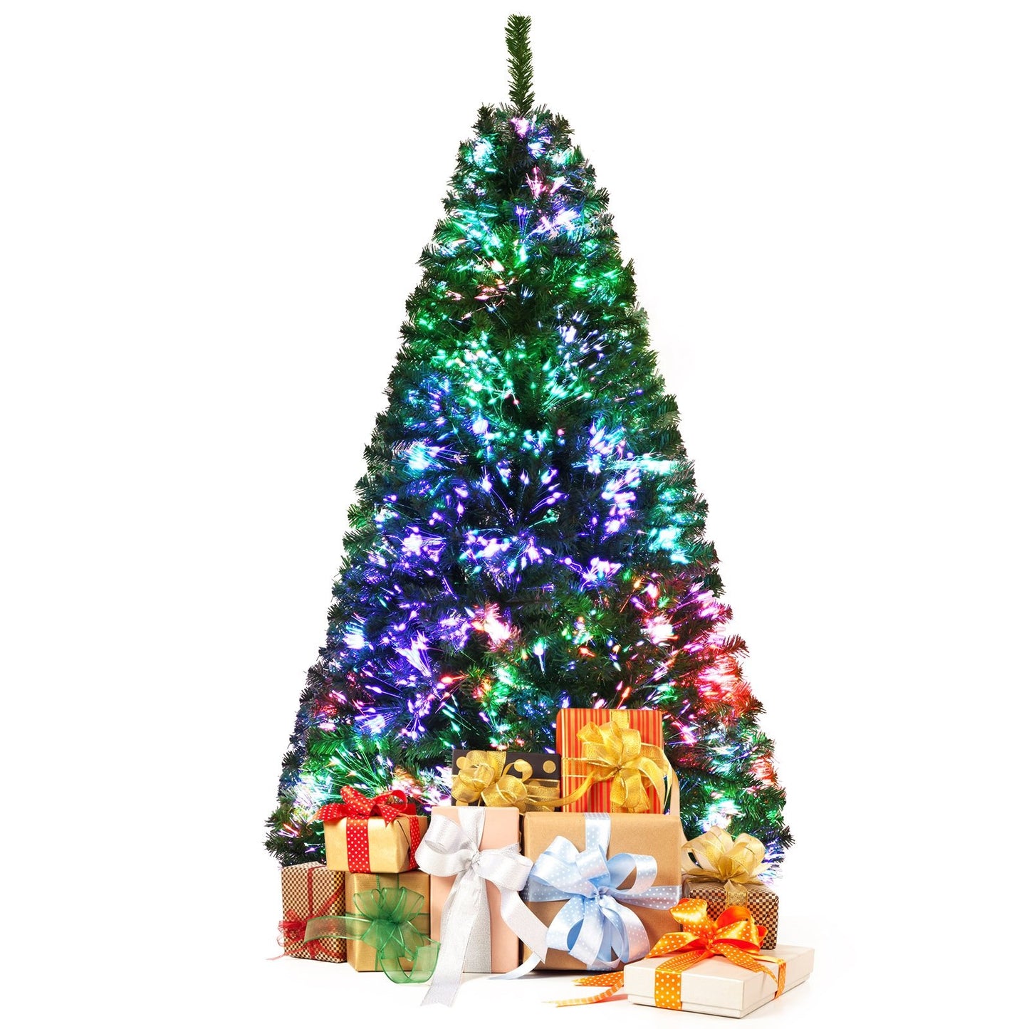 6 Feet Pre-lit Fiber Optic Artificial Christmas Tree with 617 Branch Tips, Green Christmas Tree   at Gallery Canada