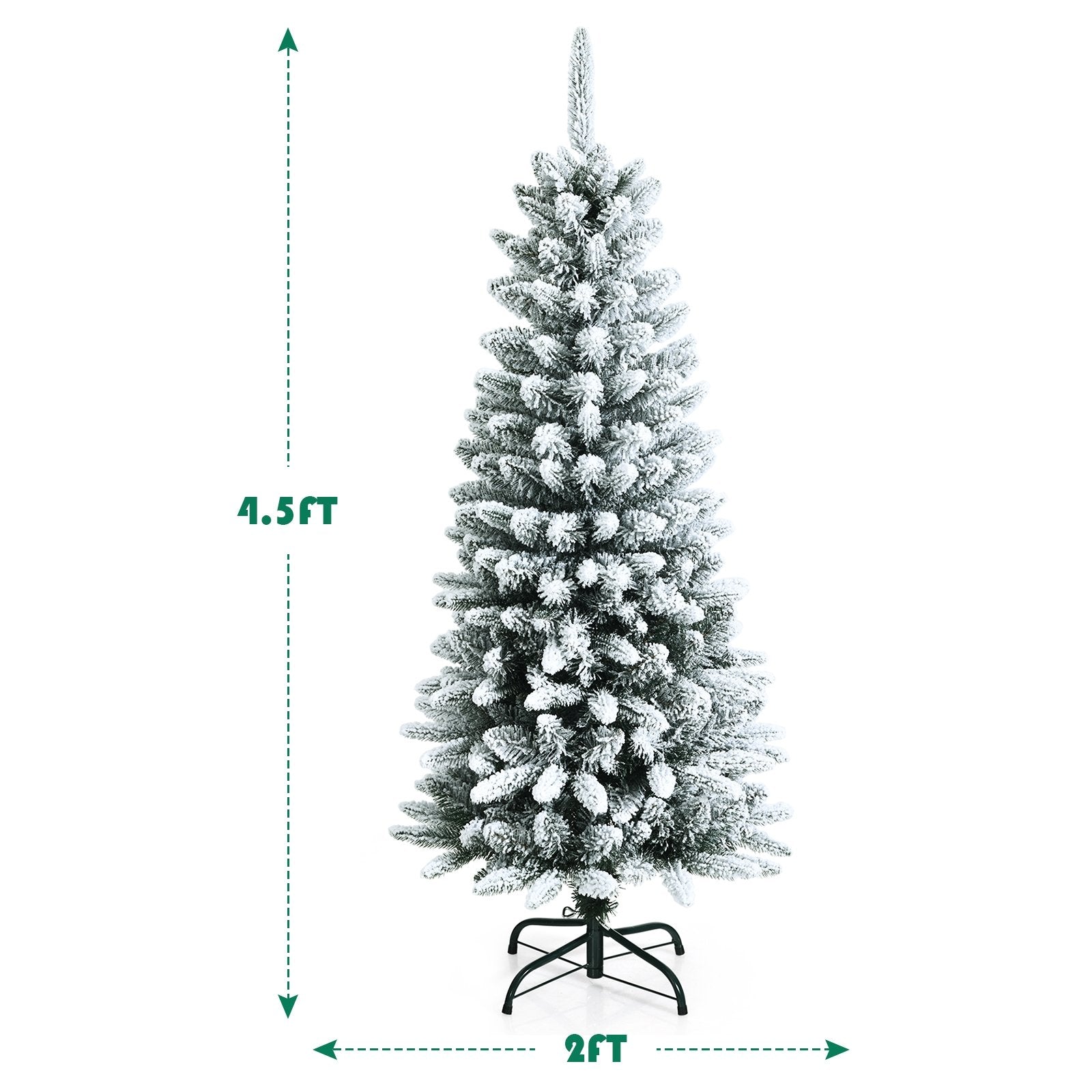 Snow-Flocked Hinged Artificial Christmas Pencil Tree with Mixed Tips-4.5', White Christmas Tree   at Gallery Canada