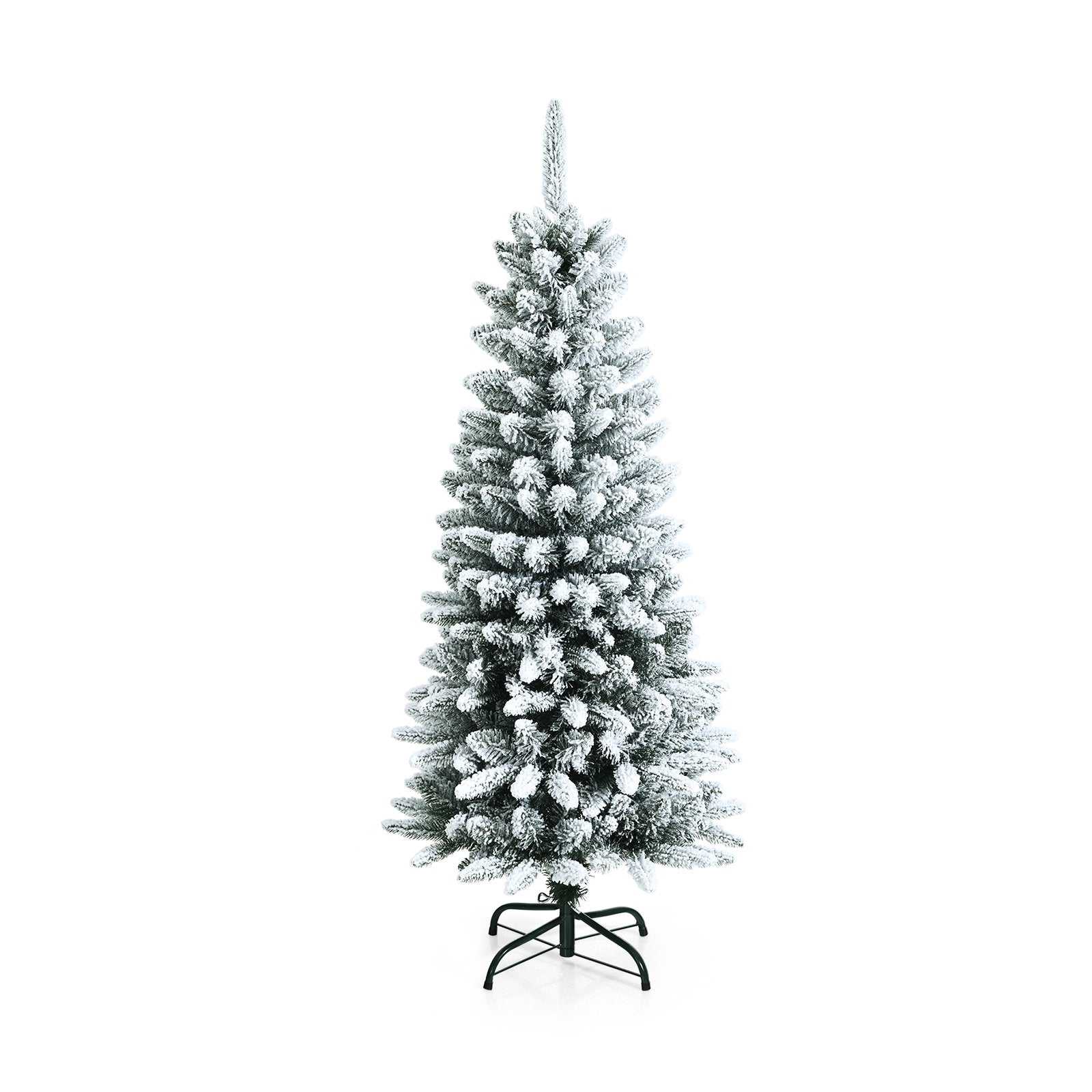 Snow-Flocked Hinged Artificial Christmas Pencil Tree with Mixed Tips-4.5', White Christmas Tree   at Gallery Canada