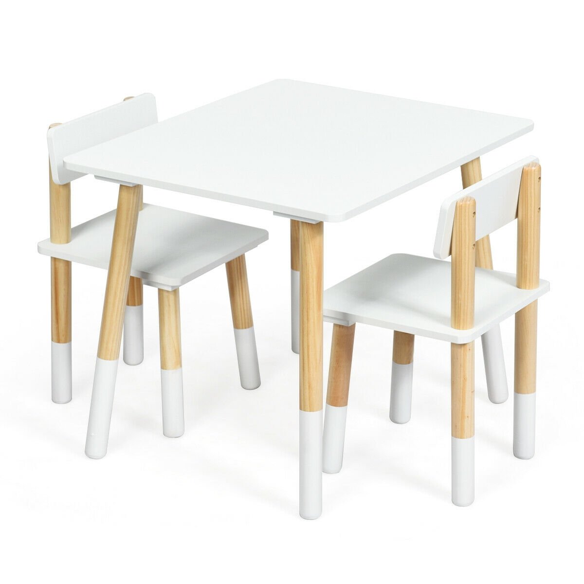 Kids Wooden Table and 2 Chairs Set, White Kids Table & Chair Sets   at Gallery Canada