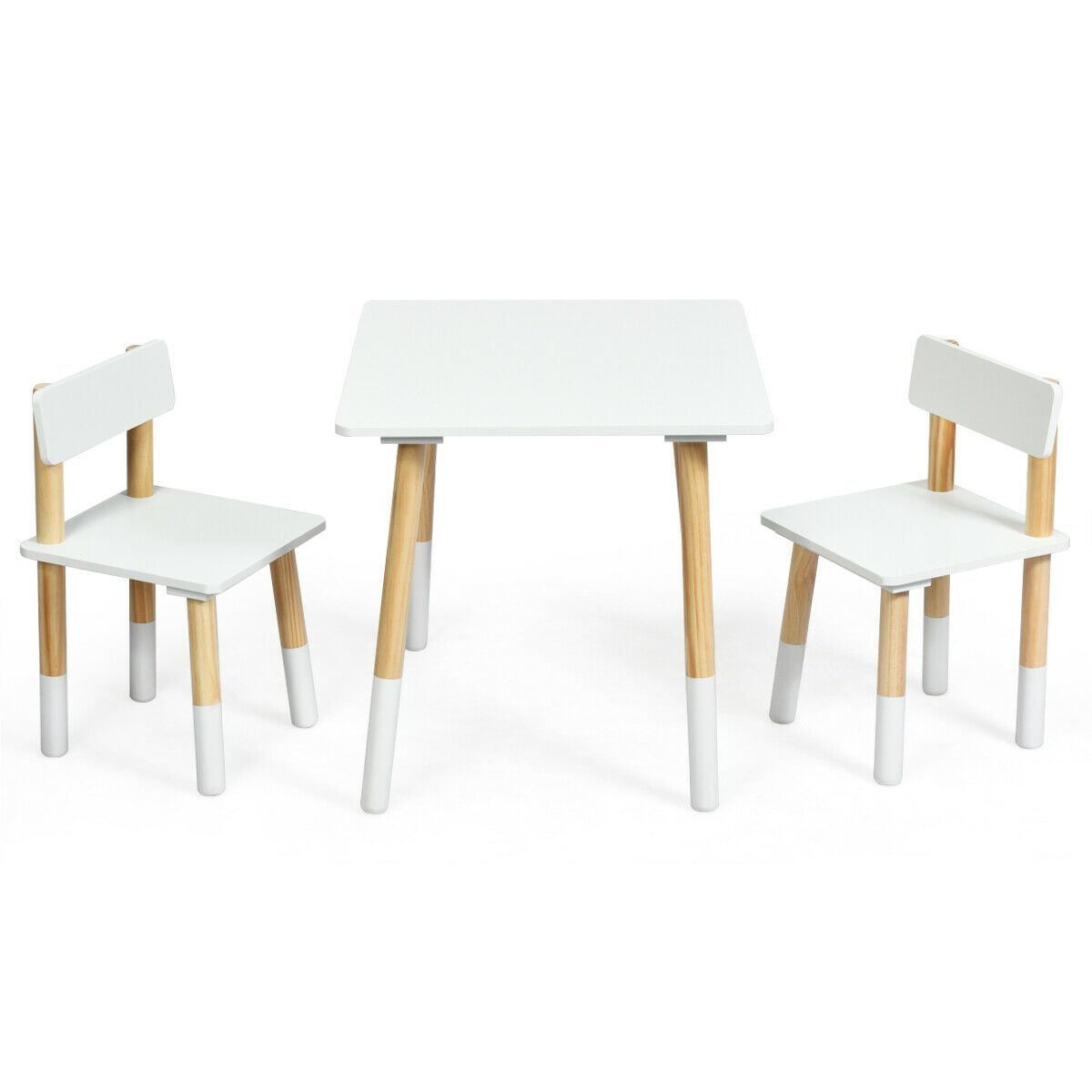 Kids Wooden Table and 2 Chairs Set, White Kids Table & Chair Sets   at Gallery Canada