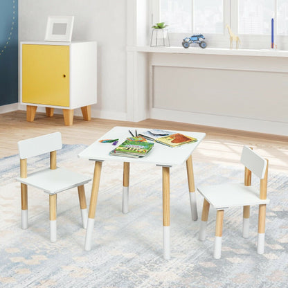 Kids Wooden Table and 2 Chairs Set, White Kids Table & Chair Sets   at Gallery Canada