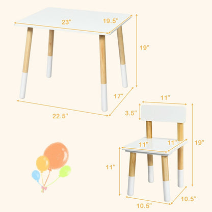 Kids Wooden Table and 2 Chairs Set, White Kids Table & Chair Sets   at Gallery Canada