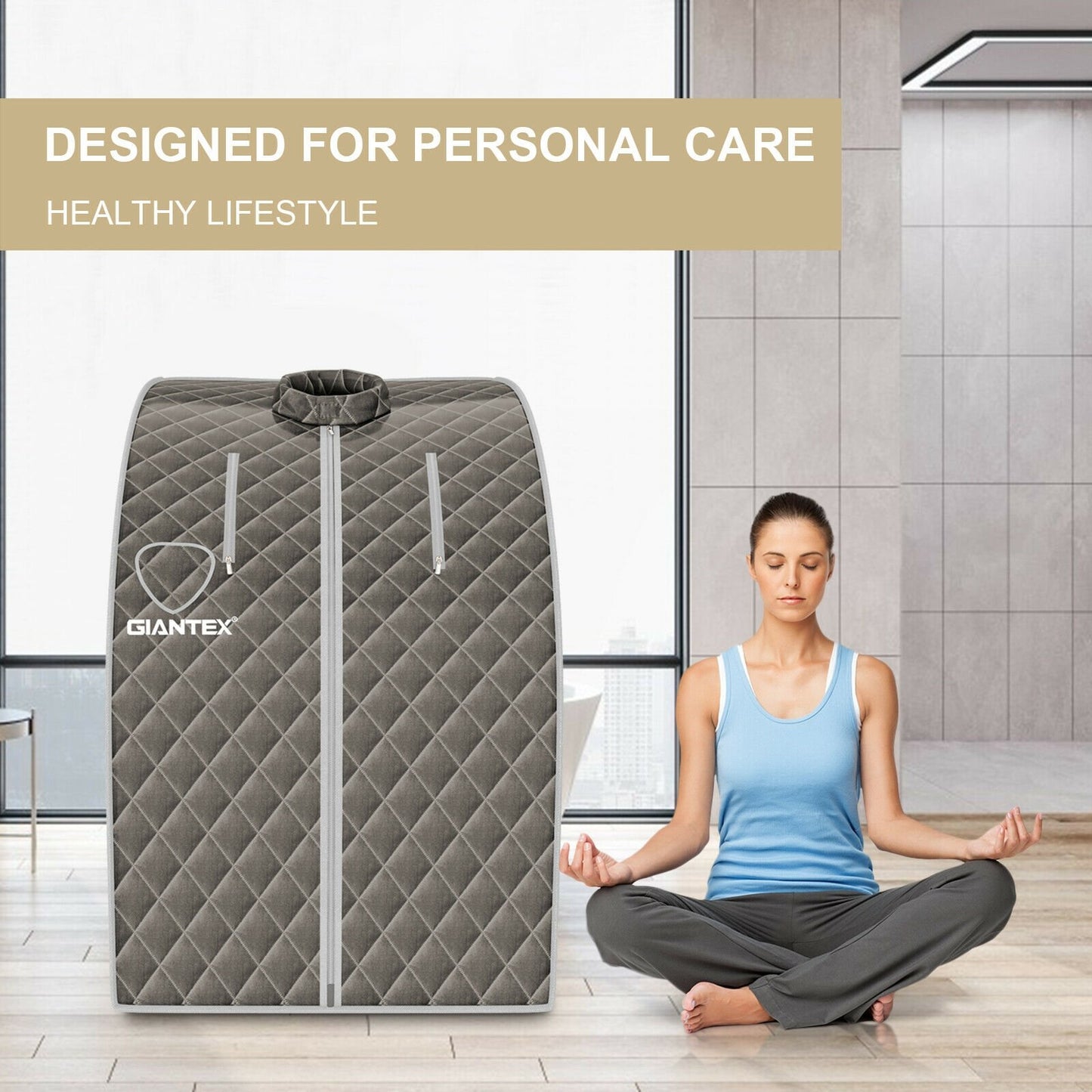 Portable Personal Steam Sauna Spa with 3L Blast-proof Steamer Chair, Gray - Gallery Canada