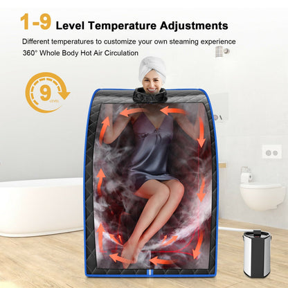 Portable Personal Steam Sauna Spa with 3L Blast-proof Steamer Chair, Black - Gallery Canada