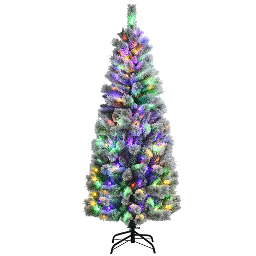 Pre-Lit Hinged Christmas Tree with Remote Control Lights-6', White