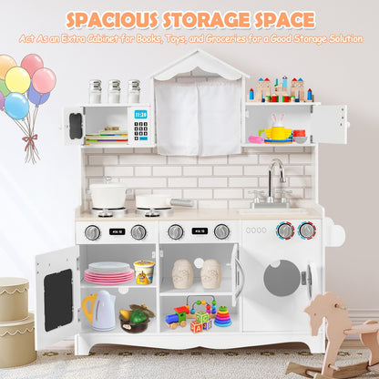 Wooden Kids Kitchen with Washing Machine, White Play Kitchen Sets   at Gallery Canada