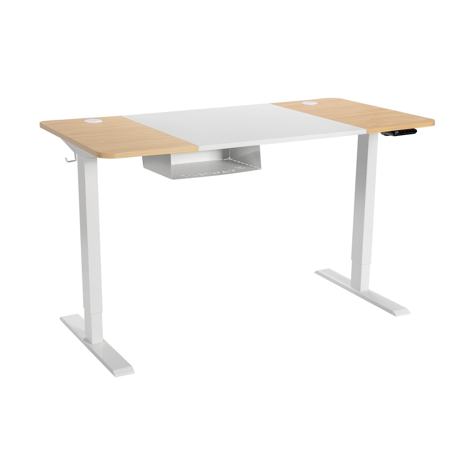 55 x 28 Inch Electric Adjustable Sit to Stand Desk with USB Port, Natural Standing Desks   at Gallery Canada