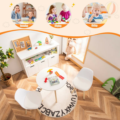 Modern Kids Activity Play Table and 2 Chairs Set with Beech Leg Cushion, White Kids Table & Chair Sets   at Gallery Canada