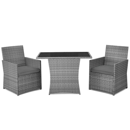 3 Pieces Patio Rattan Furniture Set with Cushioned Armrest Sofa, Gray Patio Conversation Sets   at Gallery Canada