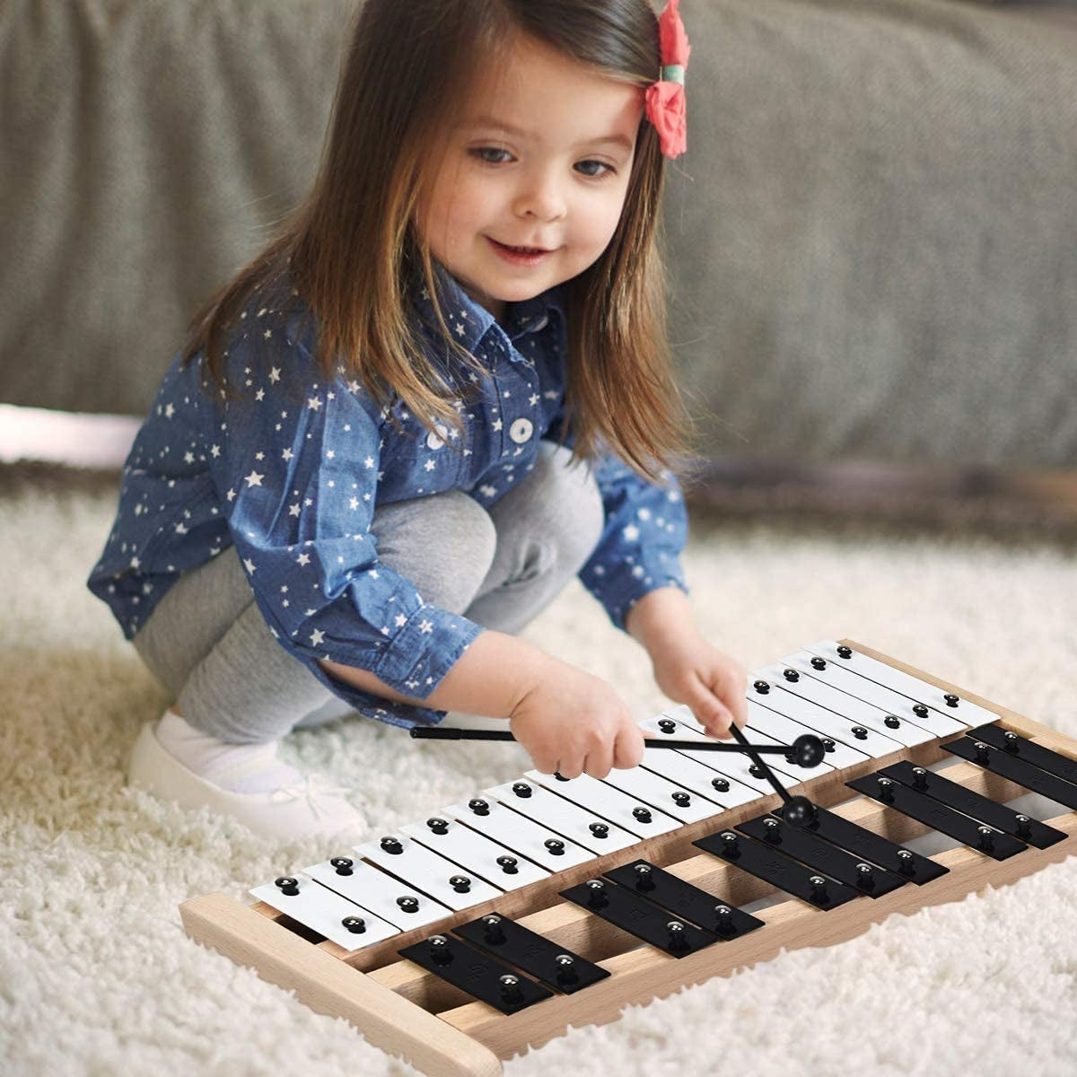 27 Note Glockenspiel Xylophone with 2 Rubber Mallets, Black & White Drums & Percussion at Gallery Canada