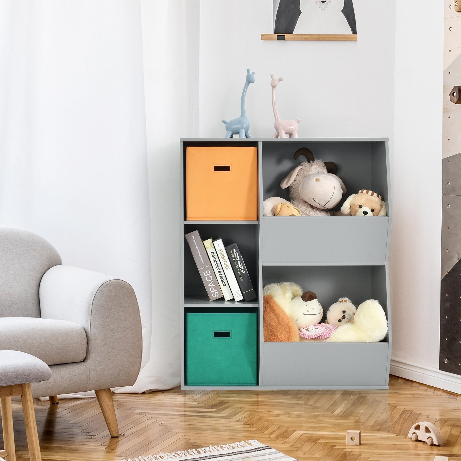 Kids Toy Storage Cabinet Shelf Organizer , Gray Kids Storage   at Gallery Canada