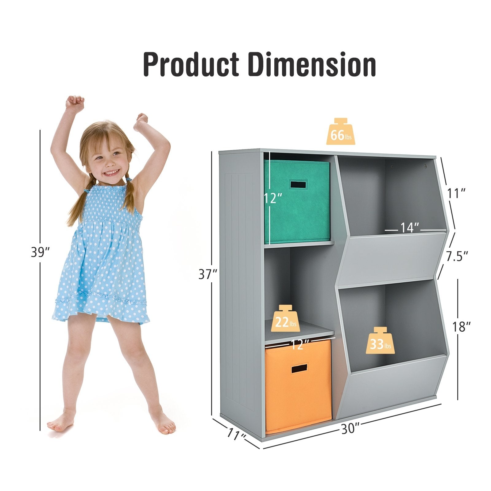 Kids Toy Storage Cabinet Shelf Organizer , Gray Kids Storage   at Gallery Canada