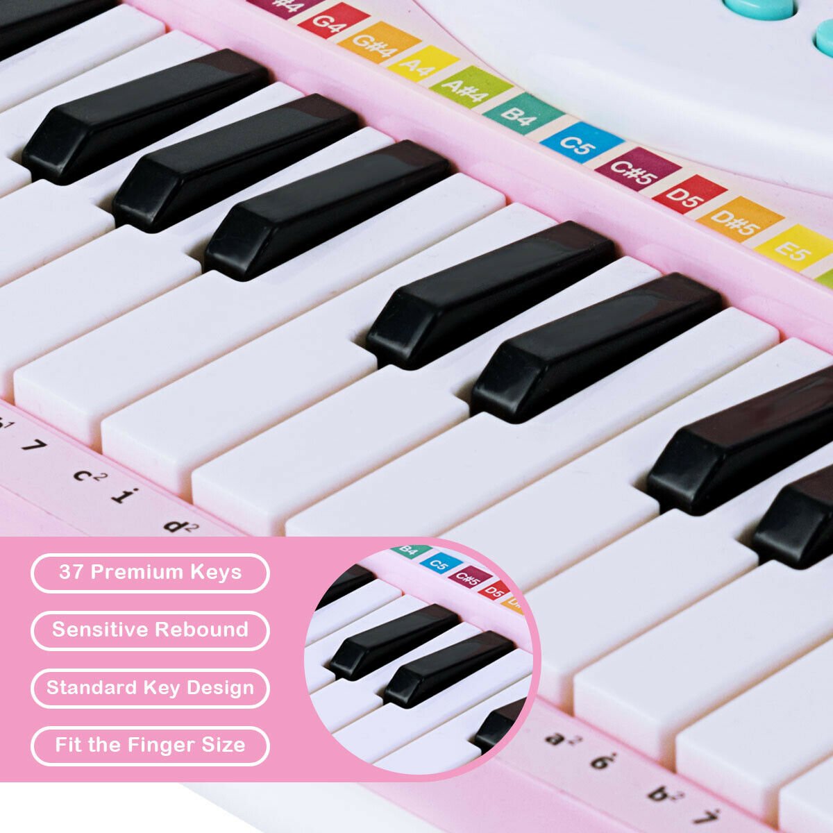 Multifunctional 37 Electric Keyboard Piano with Microphone, Pink Pianos & Keyboards   at Gallery Canada