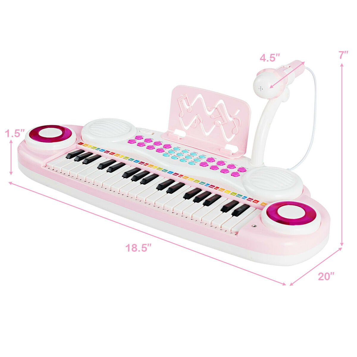 Multifunctional 37 Electric Keyboard Piano with Microphone, Pink Pianos & Keyboards   at Gallery Canada