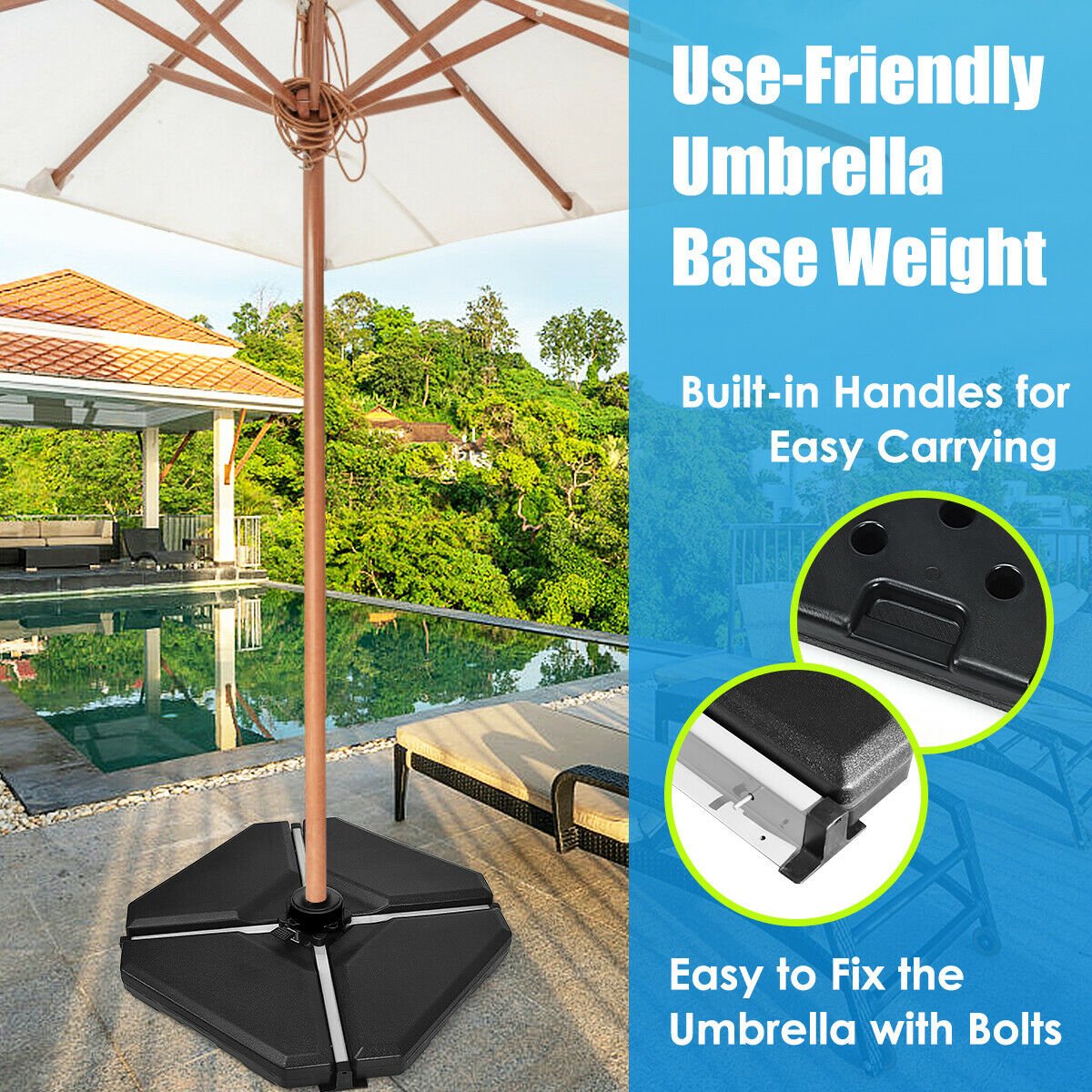 4 Pieces 195 lbs Patio Cantilever Offset Umbrella Base Weight Sand, Black Outdoor Umbrella Bases   at Gallery Canada