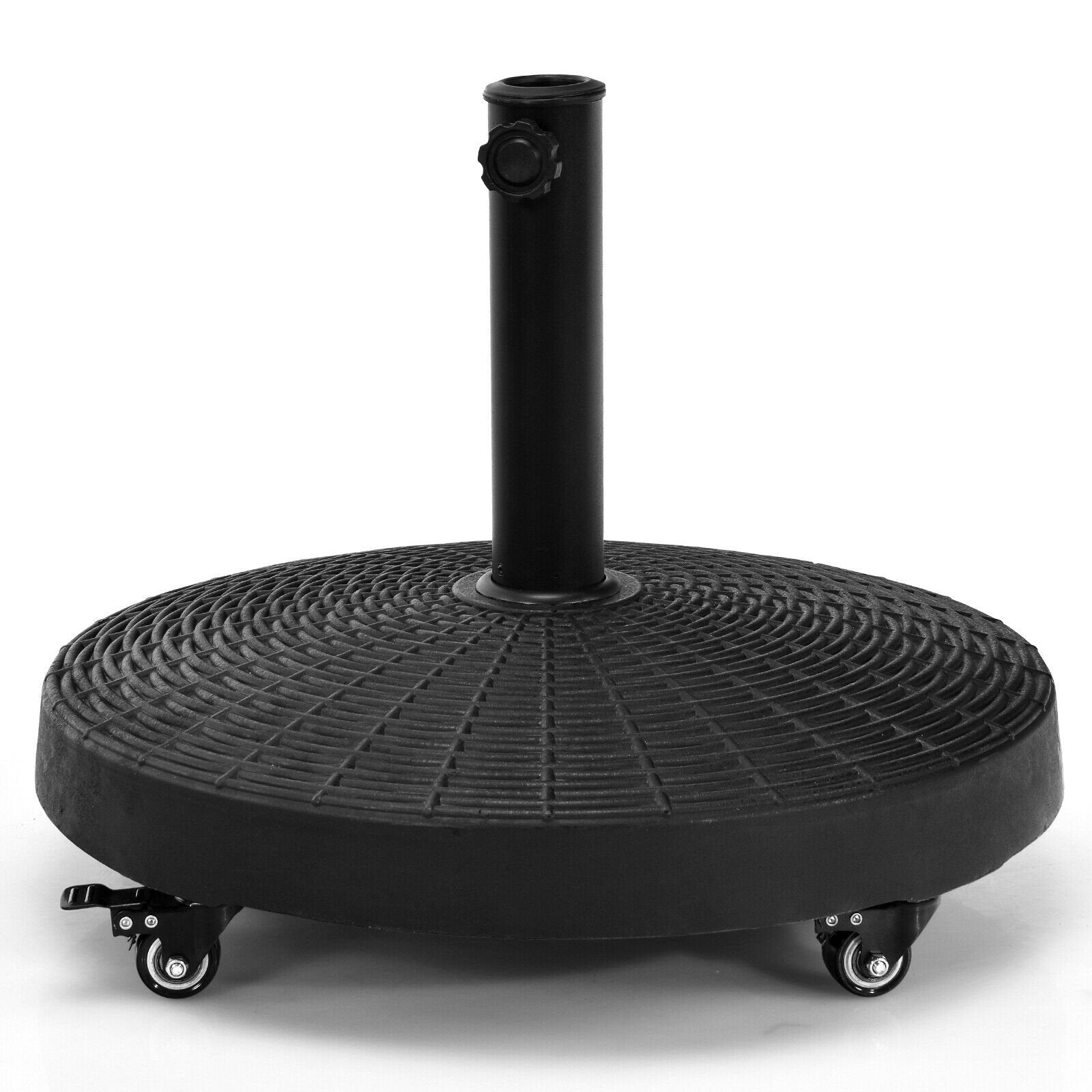 50 LBS Patio Wicker Style Resin Umbrella Base Stand Heavy Duty with Wheels, Black Outdoor Umbrella Bases   at Gallery Canada