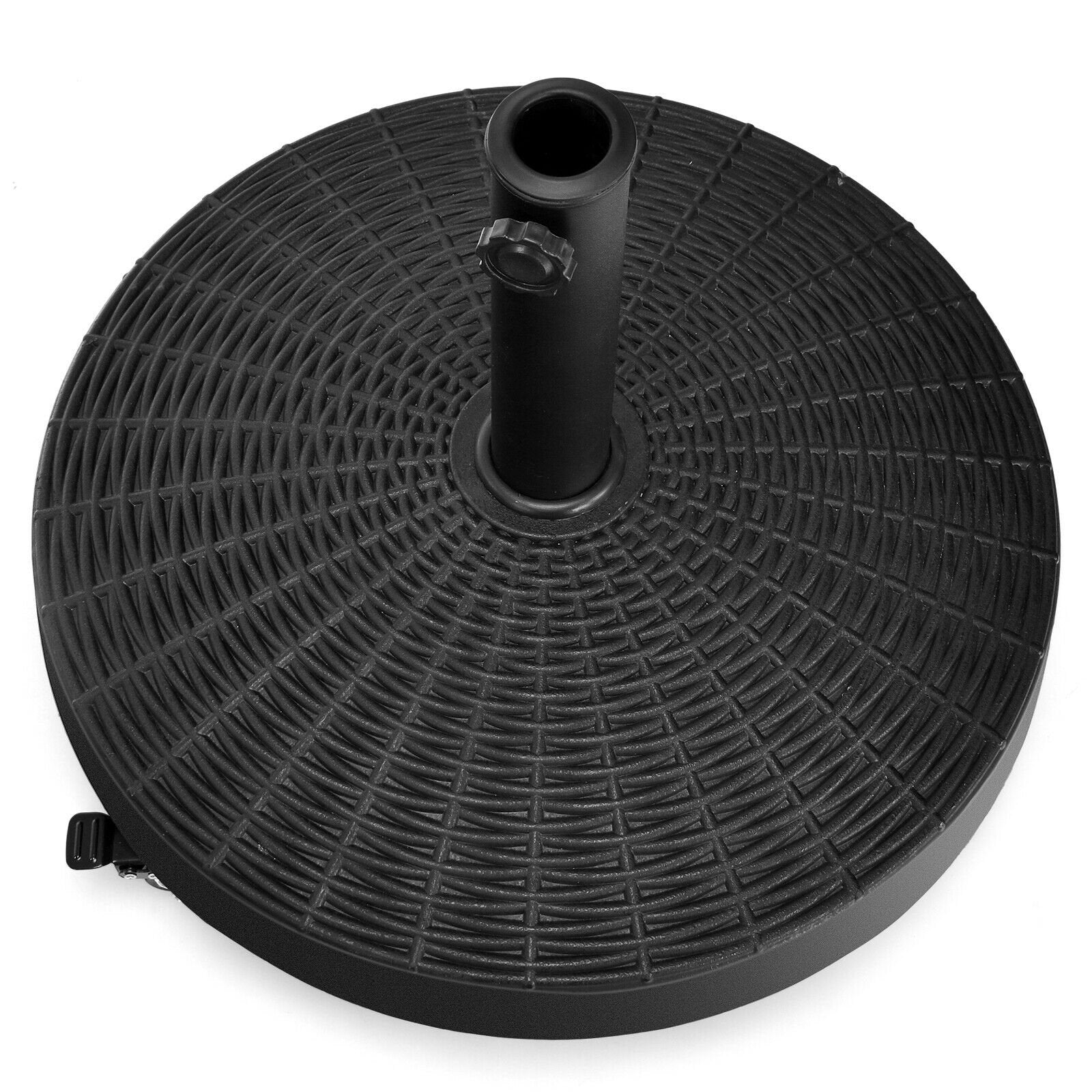 50 LBS Patio Wicker Style Resin Umbrella Base Stand Heavy Duty with Wheels, Black Outdoor Umbrella Bases   at Gallery Canada