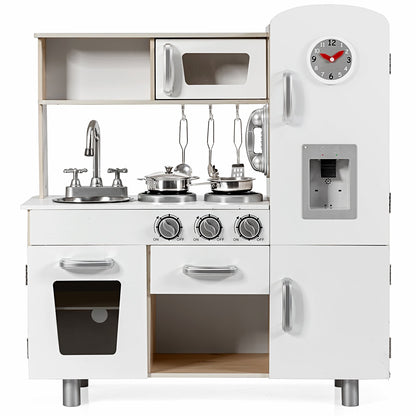 Vintage Play Kitchen Pretend Kids Cooking Playset Toys with Water Dispense, White Play Kitchen Sets   at Gallery Canada