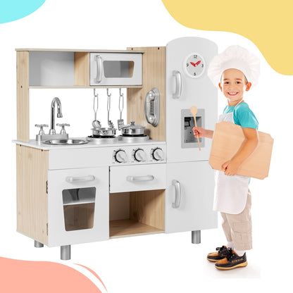 Vintage Play Kitchen Pretend Kids Cooking Playset Toys with Water Dispense, White - Gallery Canada
