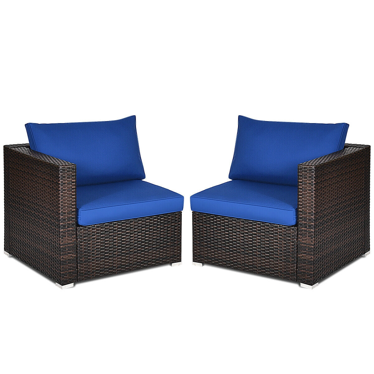 2 Pieces  Patio Rattan Sectional Conversation Sofa Set, Navy Outdoor Sectionals   at Gallery Canada