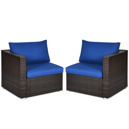 2 Pieces  Patio Rattan Sectional Conversation Sofa Set, Navy Outdoor Sectionals   at Gallery Canada