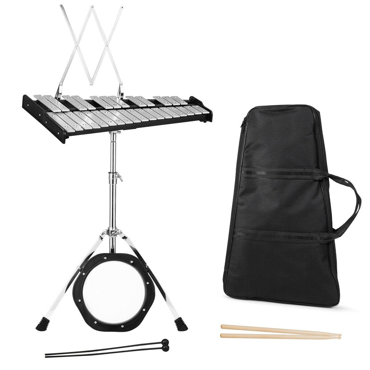 30 Notes Percussion with Practice Pad Mallets Sticks Stand, Black Drums & Percussion   at Gallery Canada