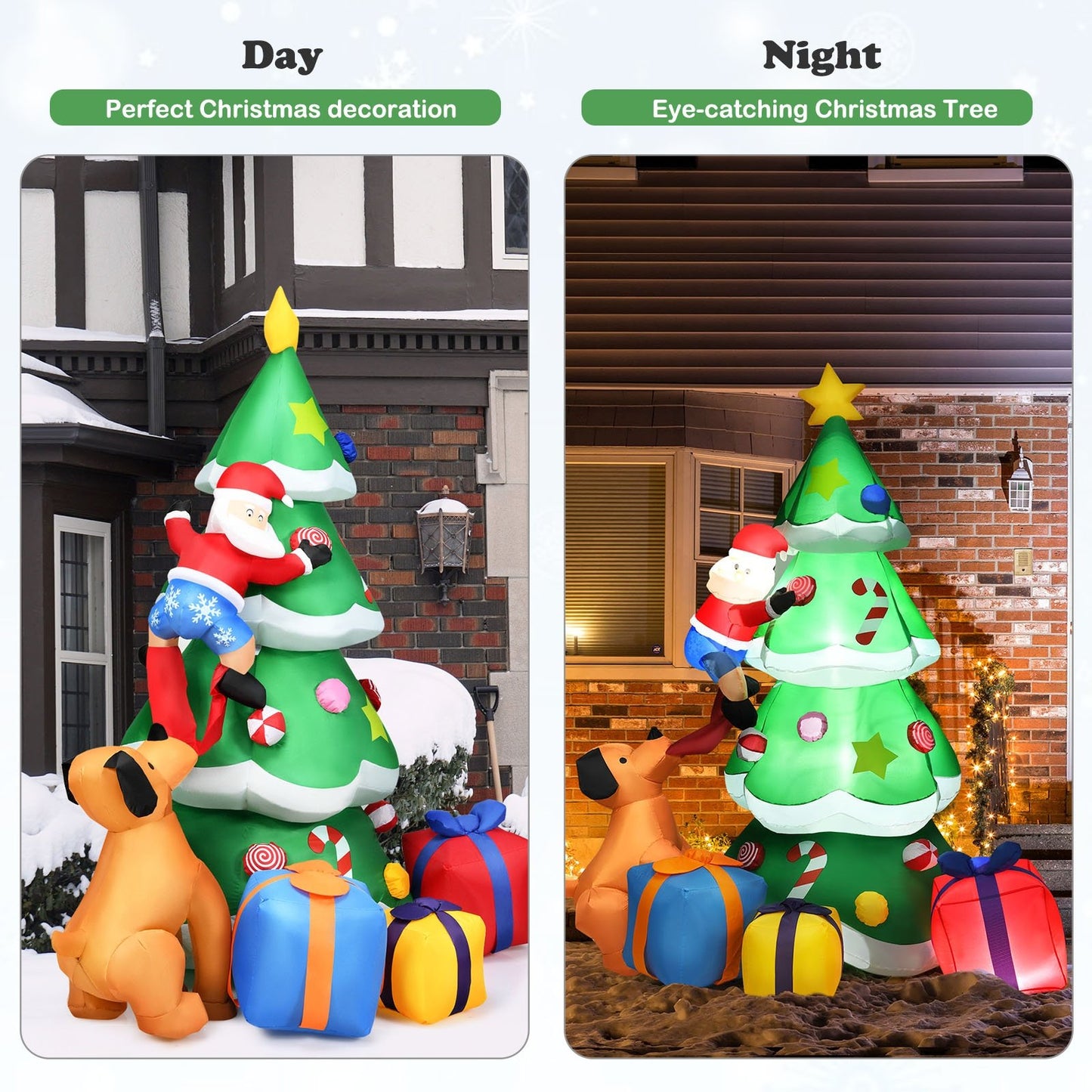 7 Feet Inflatable Christmas Tree Santa Decor with LED Lights, Green Christmas Inflatables   at Gallery Canada