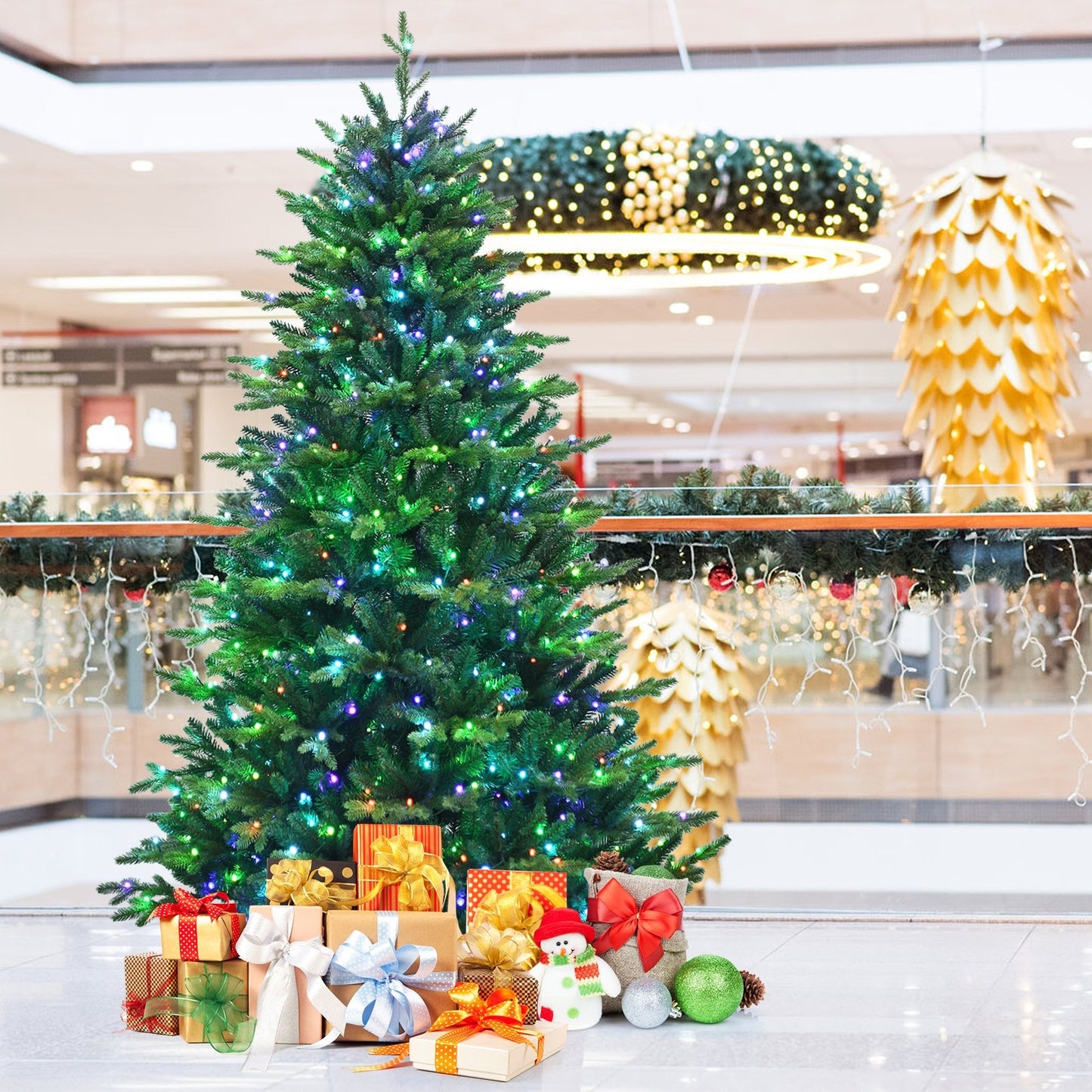 Pre-lit Artificial Hinged Christmas Tree with APP Controlled LED Lights-8', Green Christmas Tree   at Gallery Canada