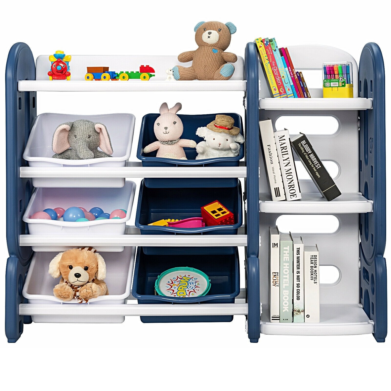 Kids Toy Storage Organizer with Bins and Multi-Layer Shelf for Bedroom Playroom, Blue Kids Storage   at Gallery Canada