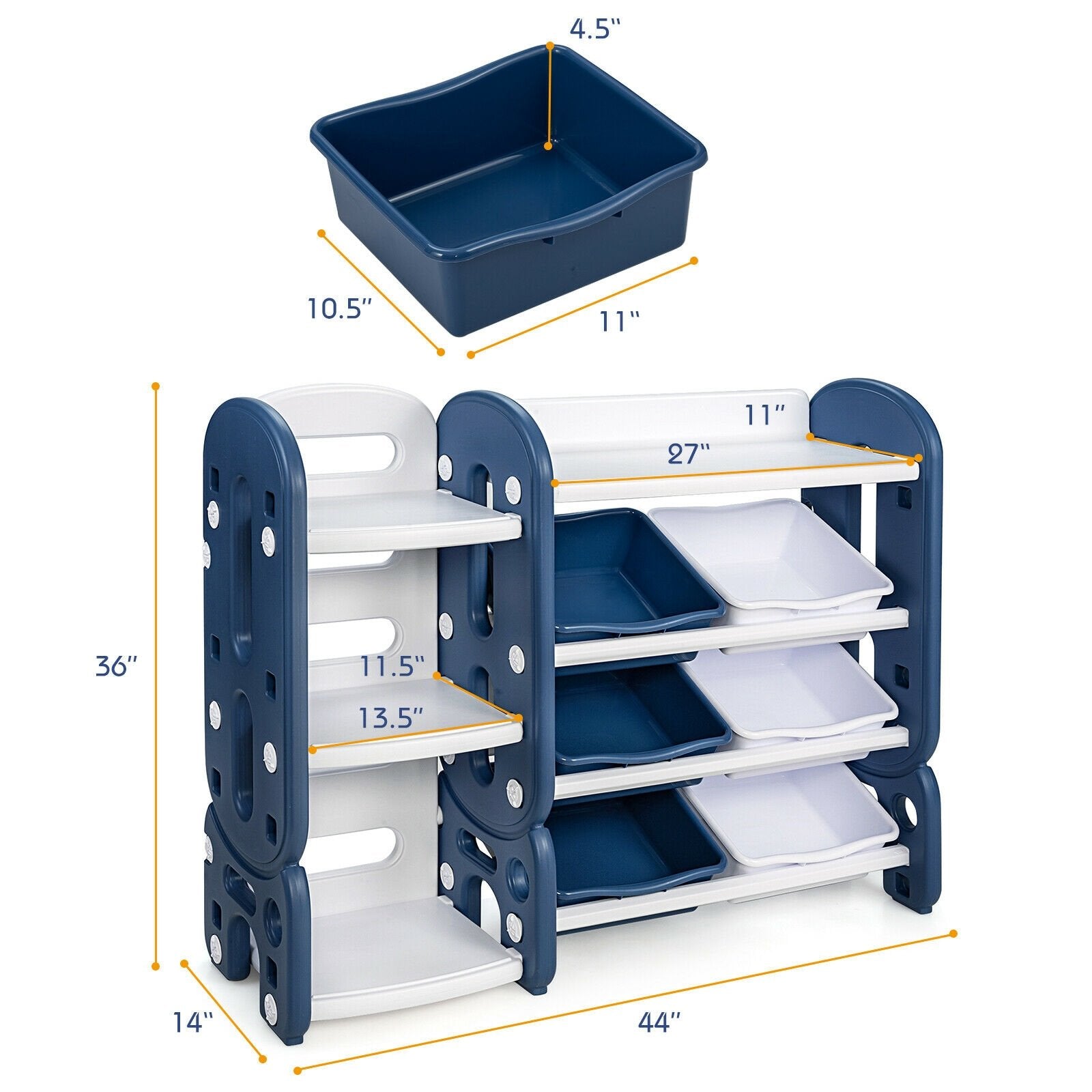 Kids Toy Storage Organizer with Bins and Multi-Layer Shelf for Bedroom Playroom, Blue Kids Storage   at Gallery Canada