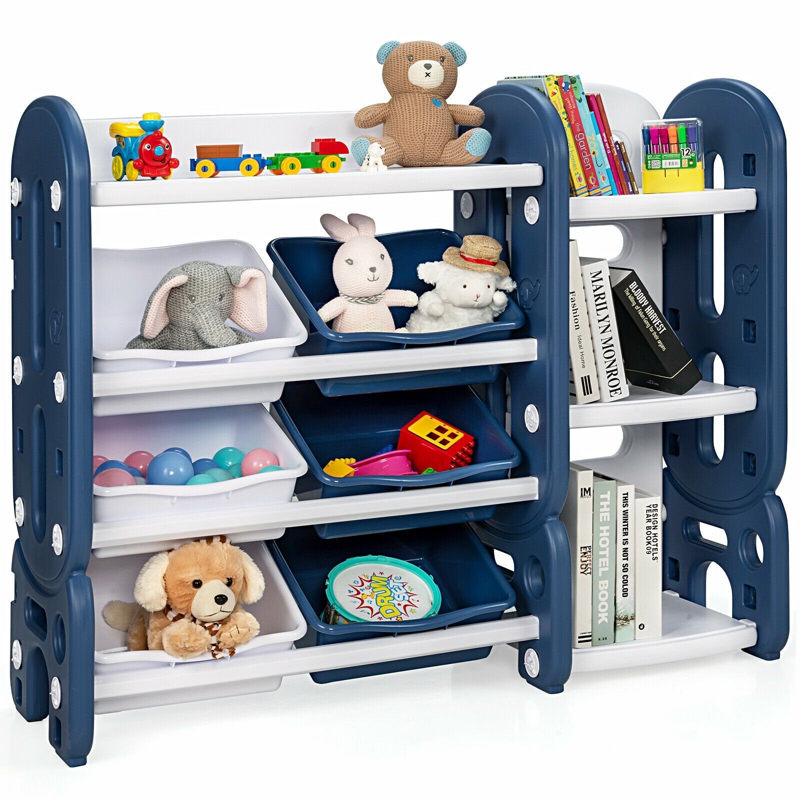 Kids Toy Storage Organizer with Bins and Multi-Layer Shelf for Bedroom Playroom, Blue Kids Storage   at Gallery Canada