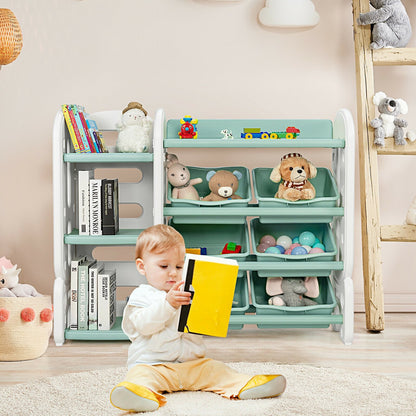 Kids Toy Storage Organizer with Bins and Multi-Layer Shelf for Bedroom Playroom, Green Kids Storage   at Gallery Canada