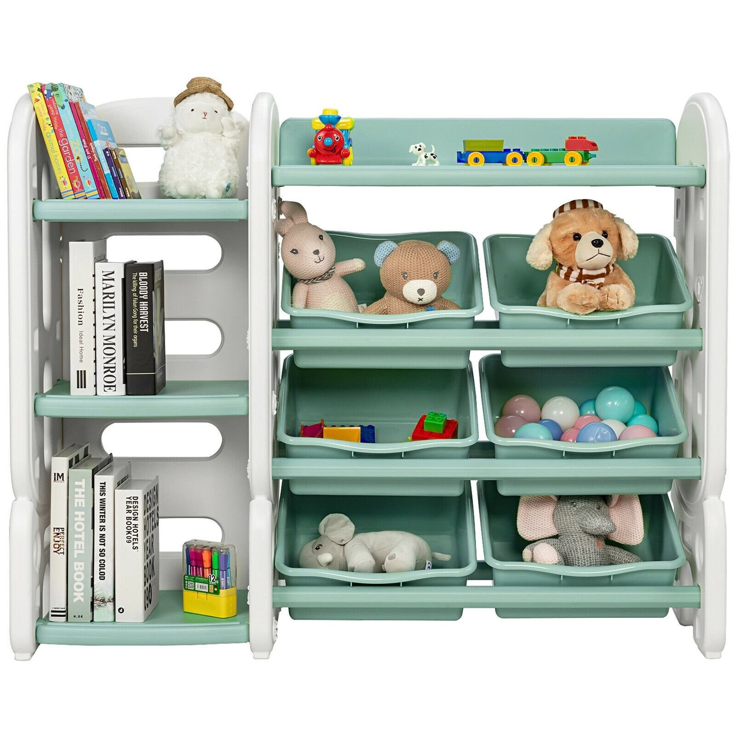 Kids Toy Storage Organizer with Bins and Multi-Layer Shelf for Bedroom Playroom, Green Kids Storage   at Gallery Canada