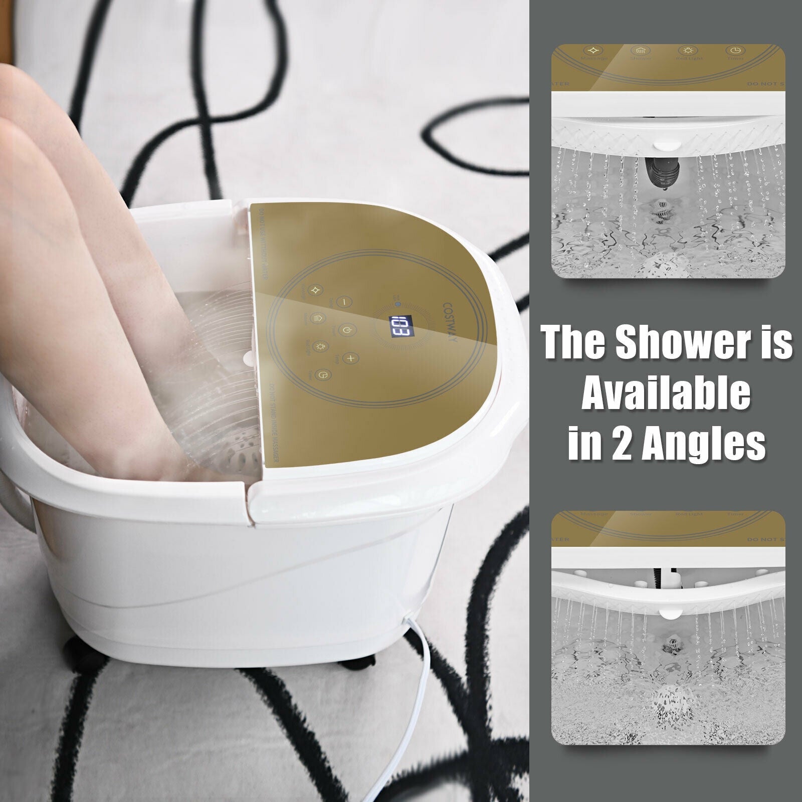 Foot Spa Bath Massager with 3-Angle Shower and Motorized Rollers, Brown Foot Massager at Gallery Canada