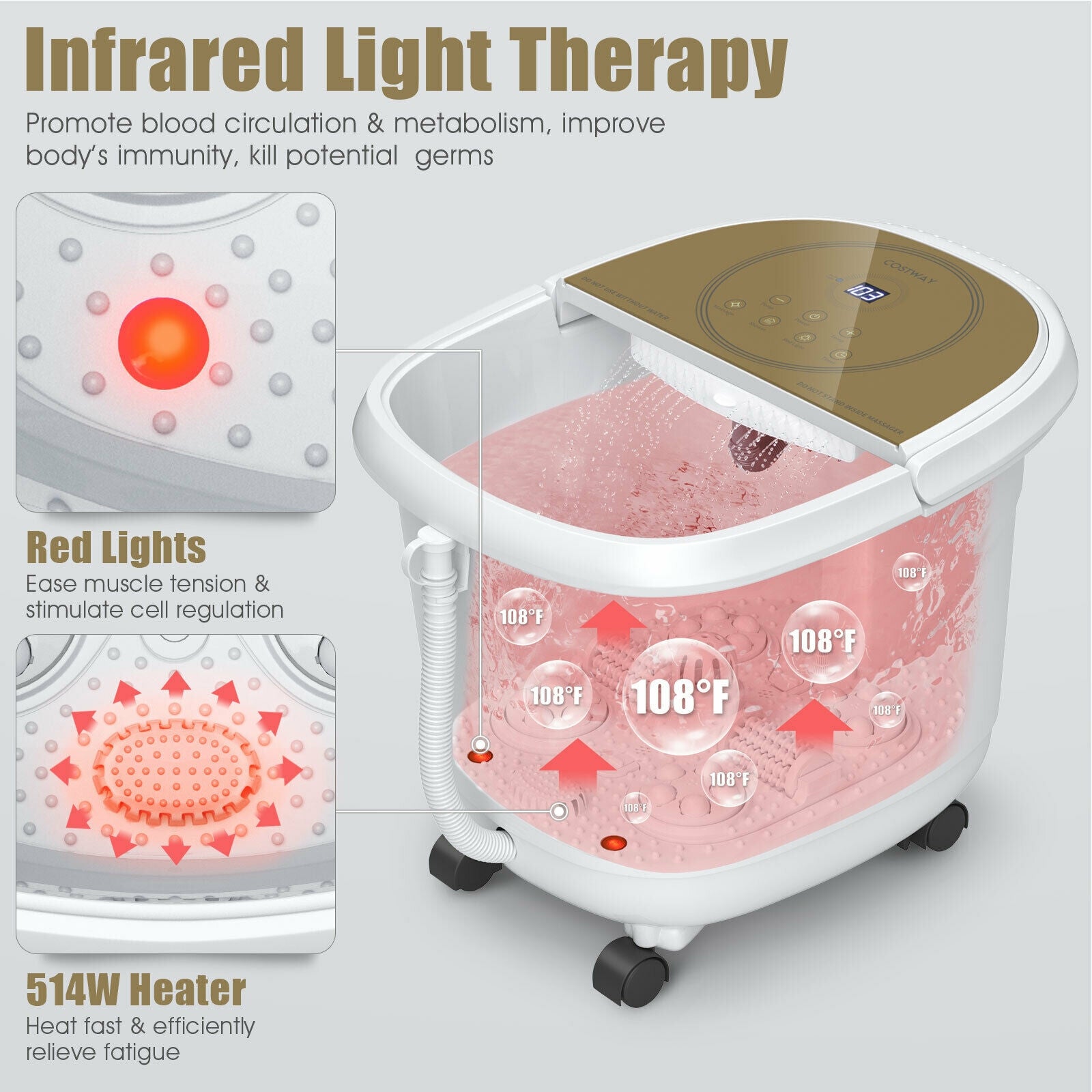 Foot Spa Bath Massager with 3-Angle Shower and Motorized Rollers, Brown Foot Massager at Gallery Canada