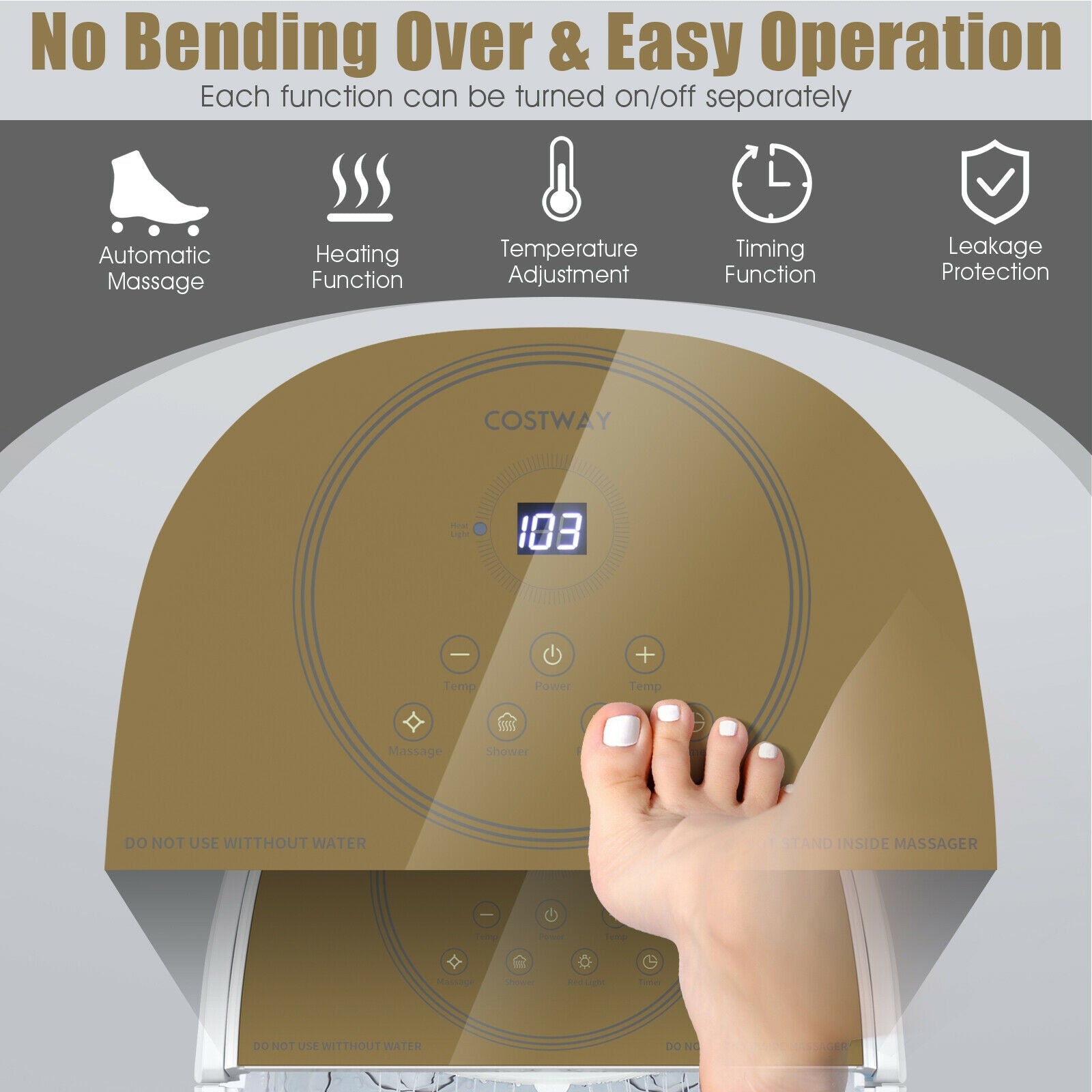 Foot Spa Bath Massager with 3-Angle Shower and Motorized Rollers, Brown Foot Massager at Gallery Canada