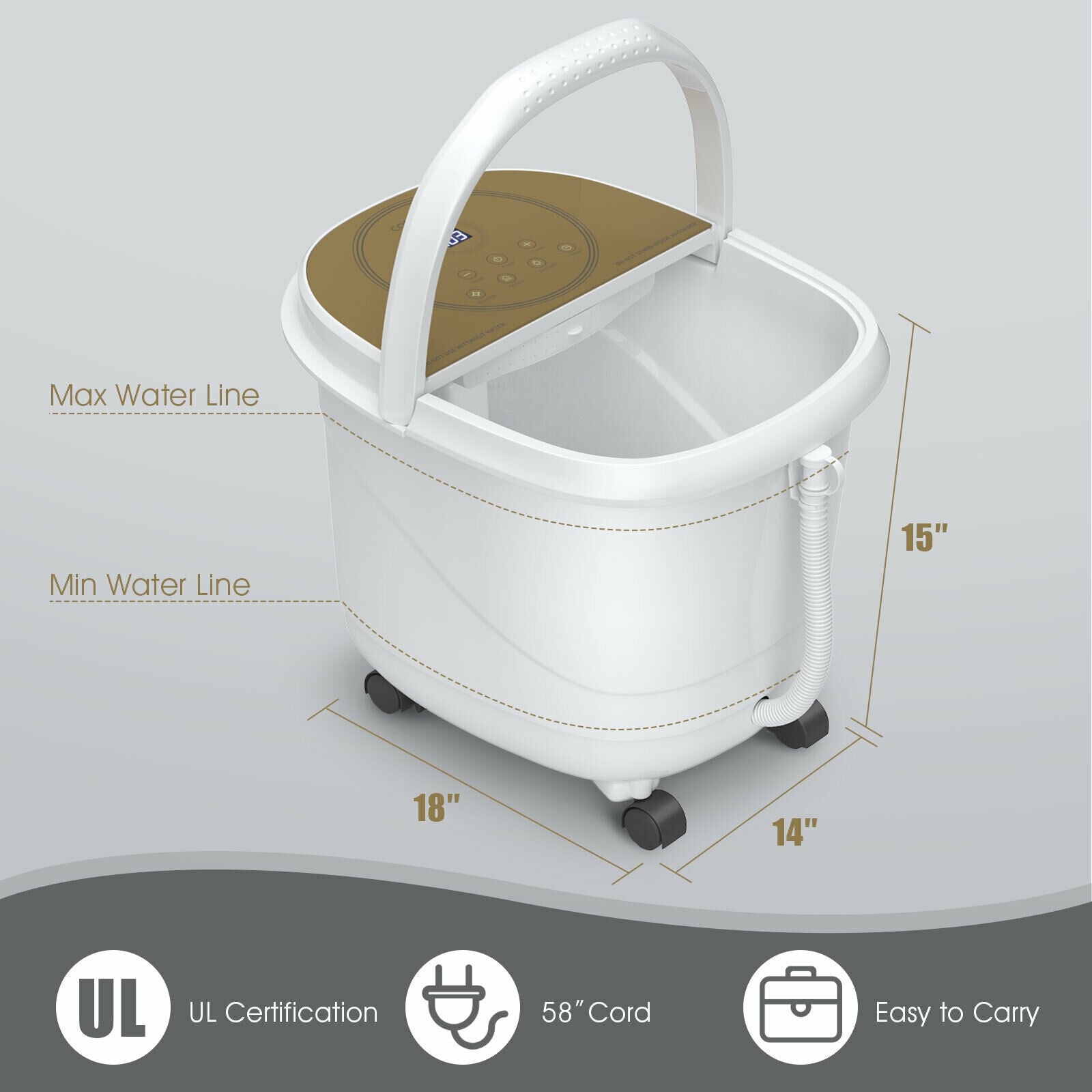 Foot Spa Bath Massager with 3-Angle Shower and Motorized Rollers, Brown Foot Massager at Gallery Canada