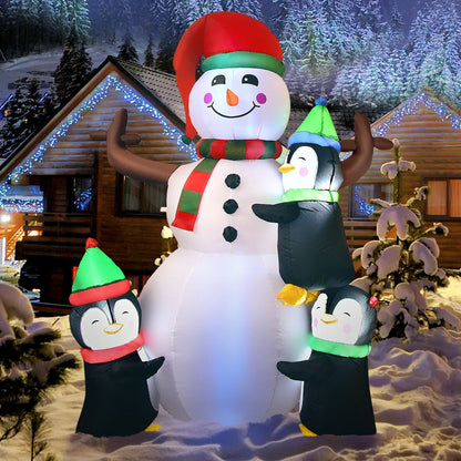 6 Feet Christmas Quick Inflatable Snowman with Penguins, Multicolor Christmas Inflatables   at Gallery Canada