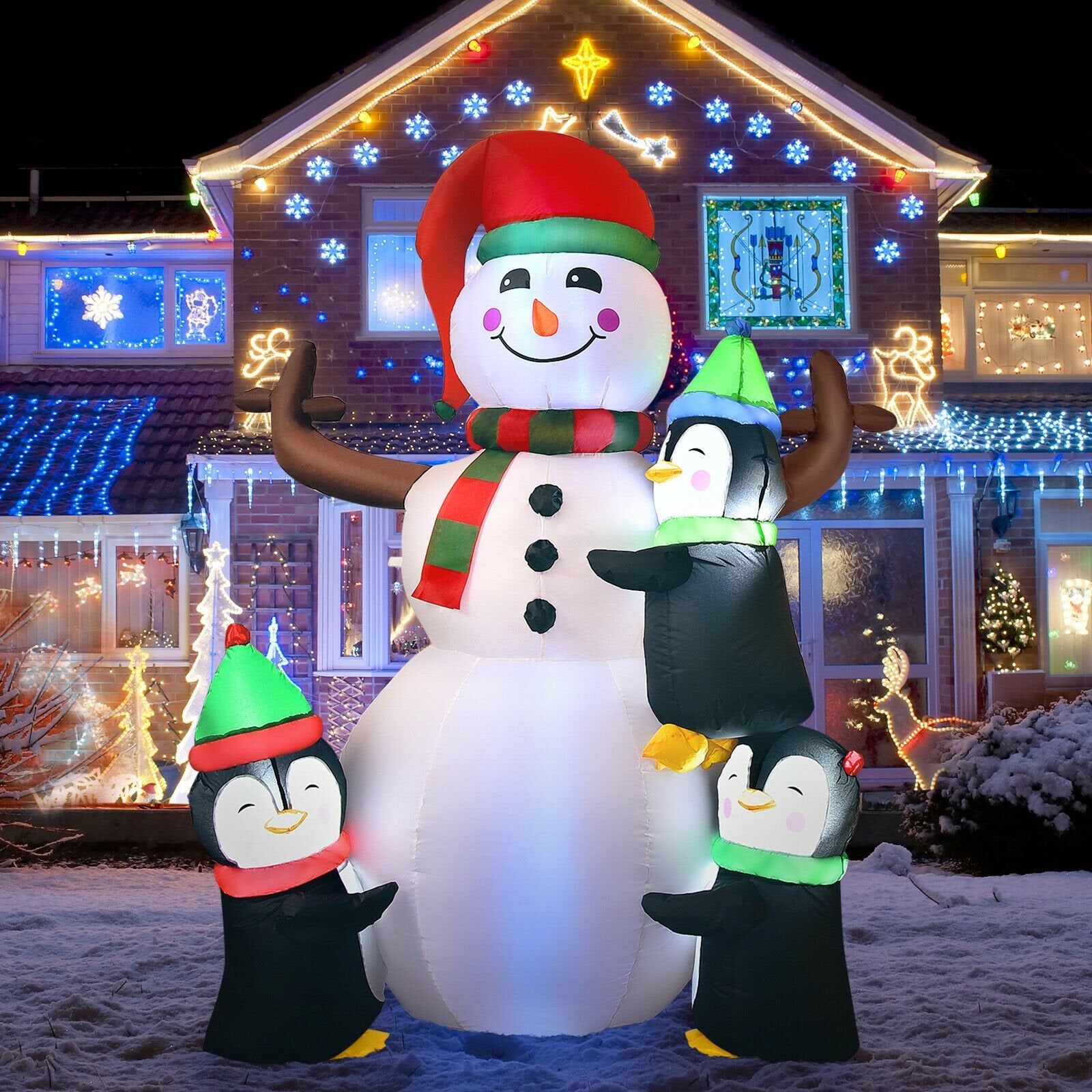 6 Feet Christmas Quick Inflatable Snowman with Penguins, Multicolor Christmas Inflatables   at Gallery Canada