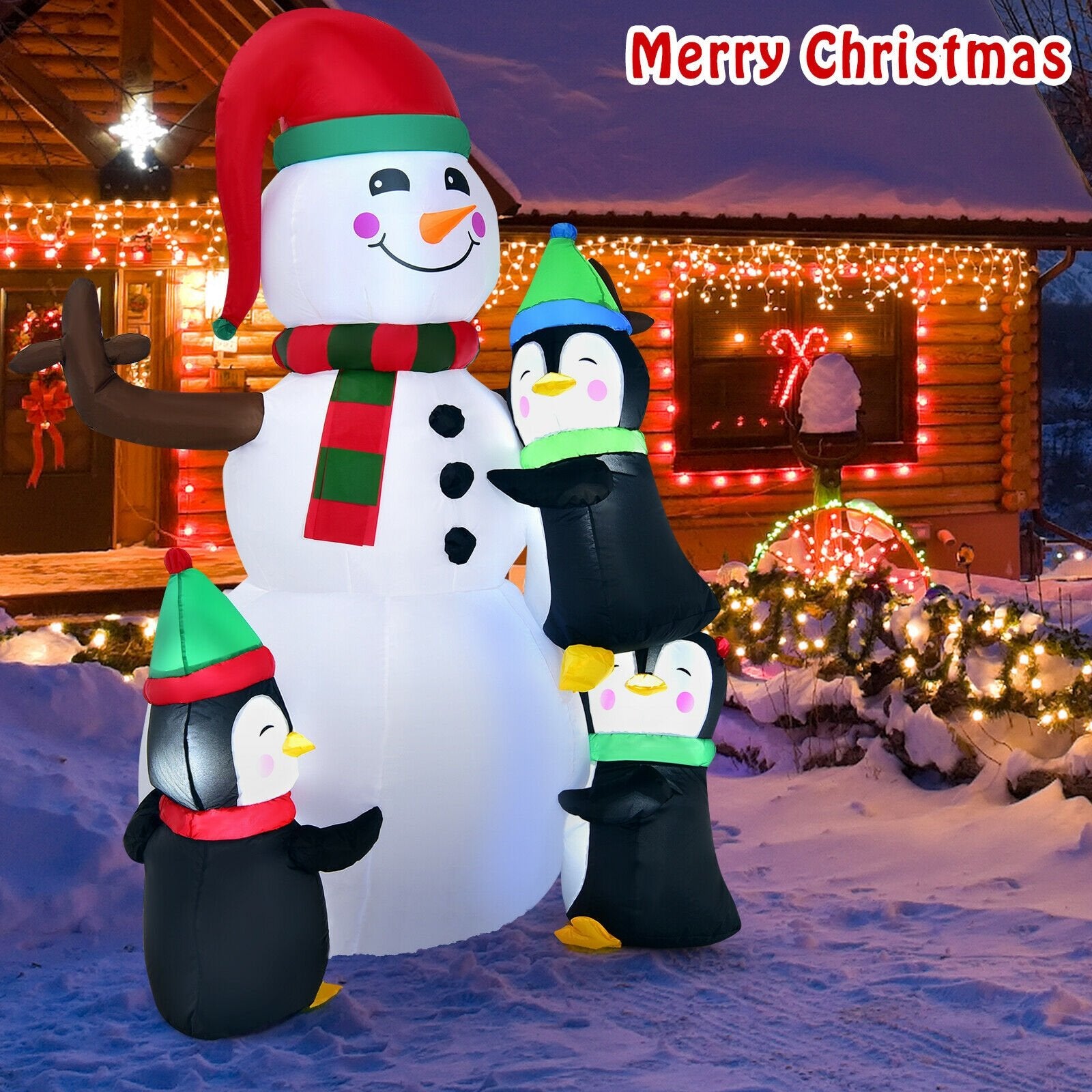 6 Feet Christmas Quick Inflatable Snowman with Penguins, Multicolor Christmas Inflatables   at Gallery Canada